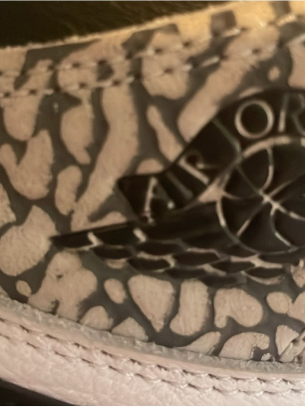 Jordan High-Top Sneakers in White, Black & Gray Elephant Print - Picture 3 of 4